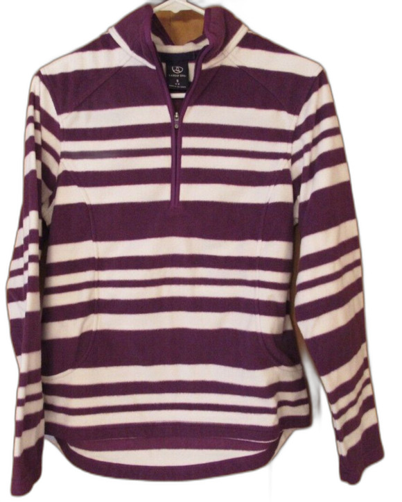Lands' End Tops - Land's End Purple and white striped 1/4 zip pullover Size S